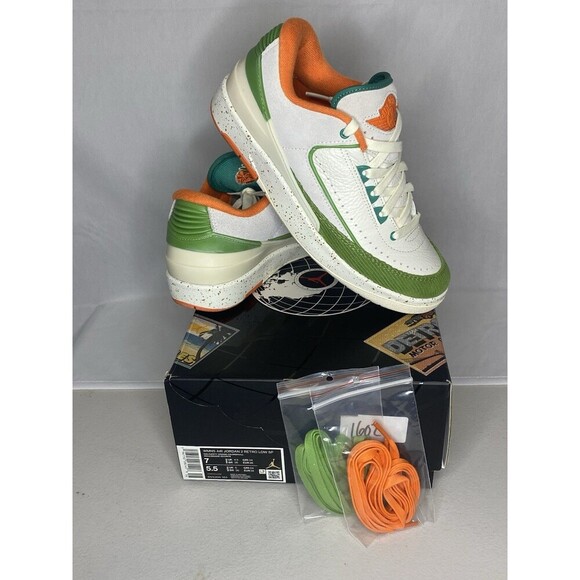 Nike Titan Air Jordan 2 Retro Low SP safety Orange-Green Women’s  7 Original Box - Picture 3 of 6